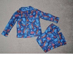 Boys Flannel Pajamas 4/5 Snowboard Long Sleeve Button Up Shirt & Pants